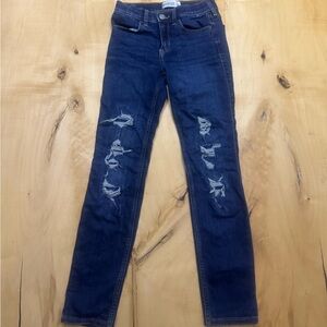Abercrombie Kids Girls High Rise Jean Leggings Distressed Blue Jeans